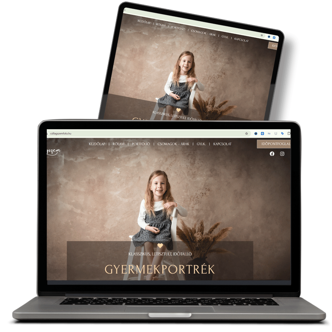 Reszponzív honlap mockup laptopon és tableten, csillagszemfoto.hu